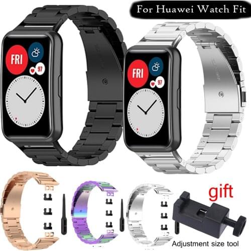 Bracelet Metal Strap For Huawei Watch Fit Smart WatchStrap Band Stainless Steel Quick Release Watchband Belt Wriststrap + tool