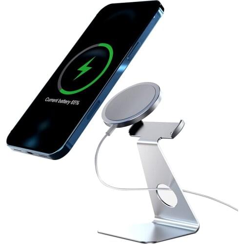 Desktop Aluminum Alloy Wireless Charger MagSafe Stand For iPhone 12 Mini/12/12 Pro/12 Pro Max Magnetic Phone Charging Holder