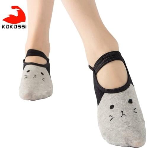 KoKossi Lace Up Yoga Socks Cotton Anti-slip PVC Instep Strap Comfortable Soft Skin-friendly Harmless Breathable Sport Yoga Socks