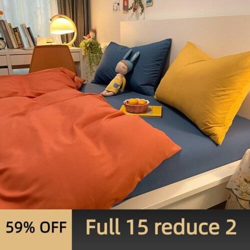 Ins Korea simple four-piece set net celebrity trend bed sheet duvet cover student dormitory bed three-piece four-piece set