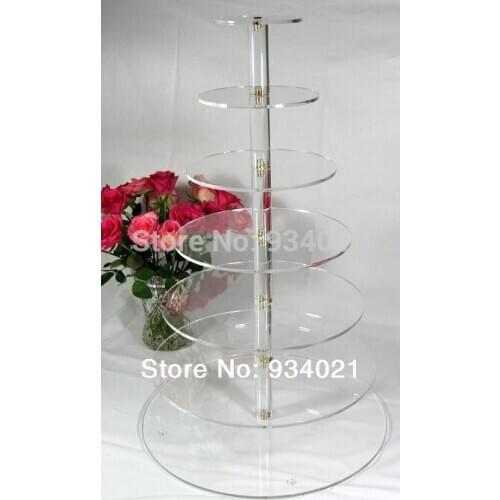Clear 7 Tier Round Assembled Acrylic Cupcake Stand wedding decoration