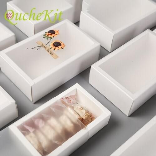Diffferent PCS White PVC Paper Box with Window As Wedding Christmas Birthday Candy Chocolate Packaging Baking Gift Box