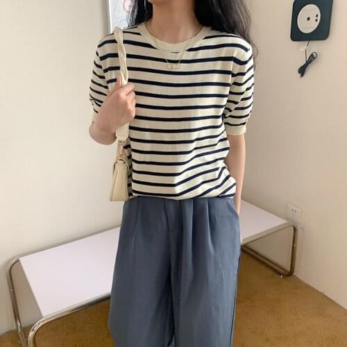 Женские полосатые футболки Siddons China At AliExpress