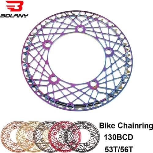 BOLANY 130 BCD BMX Folding Bike Chainwheel CNC AL Hollow Design Ultralight Chain Wheel 53T 56T Rainbow Plating Chainring