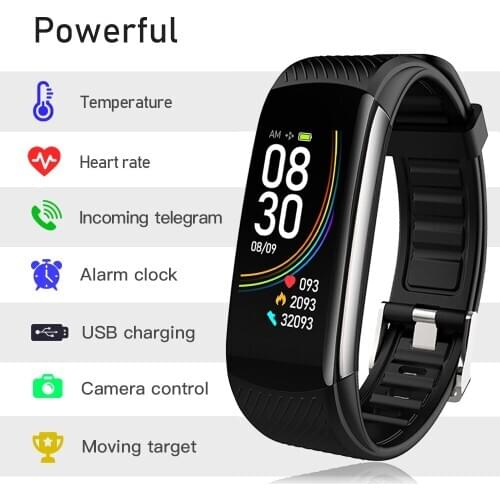 C6T Body Temperature Smart Band Information Push IP67 Waterproof Sports Bracelet Blood Pressure Monitoring Smart Bracelet
