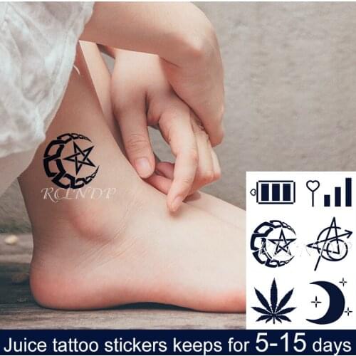Waterproof Temporary Juice Tattoo Sticker Moon Star Love Heart Battery Element Flash Tatoo Fake Tatto Body Art for Men Women