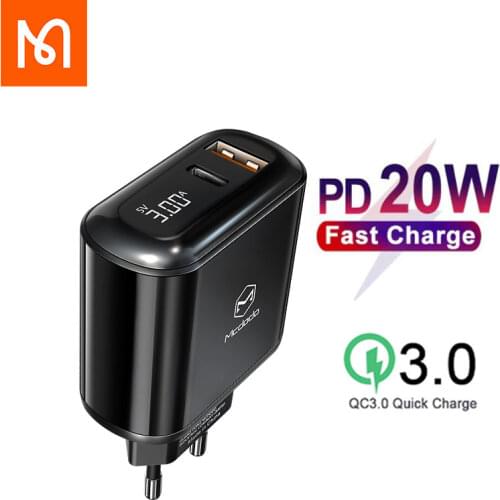 Mcdodo Charger 18W PD+usb QC3.0 Quick Charge + Type C to Lightning for Iphone 12 pro max cases