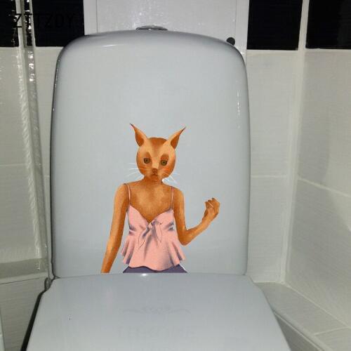 ZTTZDY 19.8*24.8CM Beautiful Girl Cat Home Wall Decal Decor Toilet Sticker T3-0202