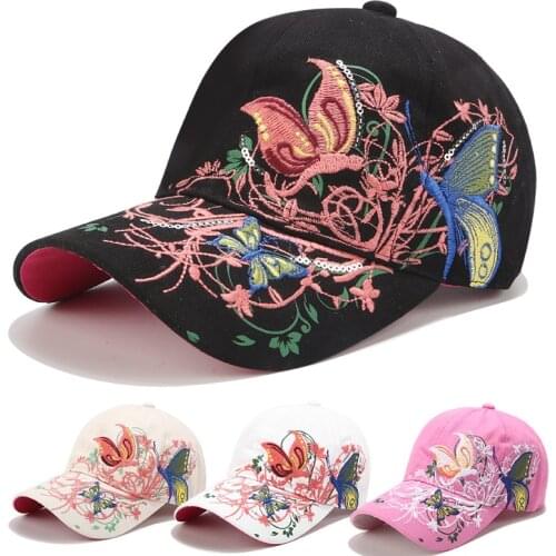 1 Pcs Sequin Embroidered Cap Butterfly Embroidered Lip Print Baseball Cap Fashion Mens And Womens Hats Sun Hats