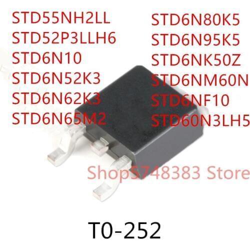 10PCS STD55NH2LL STD52P3LLH6 STD6N10 STD6N52K3 STD6N62K3 STD6N65M2 STD6N80K5 STD6N95K5 STD6NK50Z STD6NM60N STD6NF10 STD60N3LH5