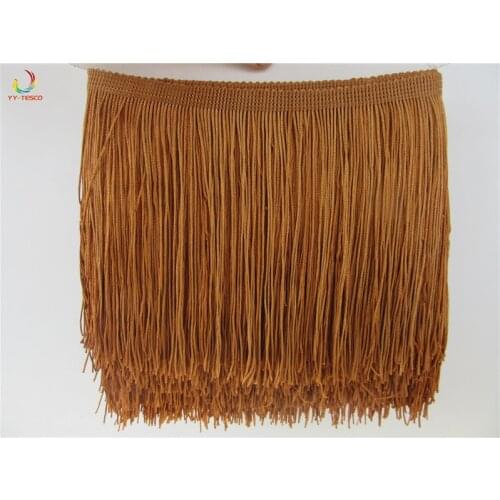 10 yard/lot 15CM Long light coffee Polyester Fringe Trim African Tassel Ribbon Lace Sew Latin Dress Garment Curtain Accessories