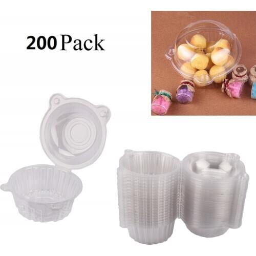 100/200pcs Single Cup Cake Boxes Plastic Disposable Cupcake Muffin Holders Boxes with Domes Lid Cases