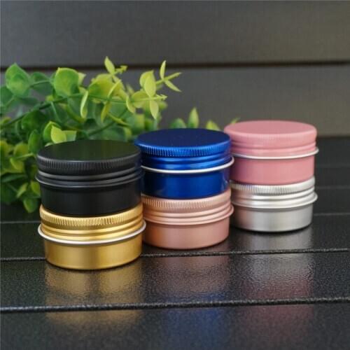 20/30/50g Gold/black Empty Round Small Aluminum Box Metal Tin Cans Pink MIni Cosmetic Cream Refillable Jar Tea Aluminum Pot