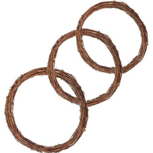 3PC 10/12 Inch Natural Grapevine Wreath Rattan Ring DIY Crafts Base for Wreath Garland Making Home Decoration