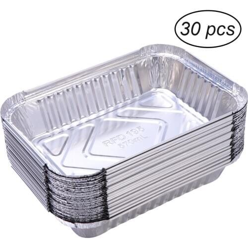 30pcs 570ml Disposable BBQ Drip Pan Tray Aluminum Foil Tin Liners for Grease Catch Pans Replacement Liner Trays Without Cover