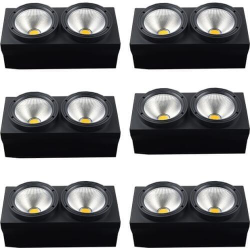6pcs/lot 2 eyes 2x100w LED COB Light DMX Stage Lighting Effect 200W Led Blinder Light Cool White and Warm White Color