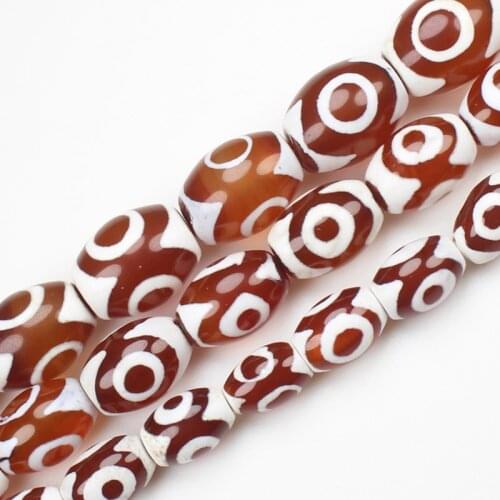 8-16mm 3eyes Red Tibet Dzi agates Drum shape Beads,For DIY Necklace Bracelat Jewelry Making