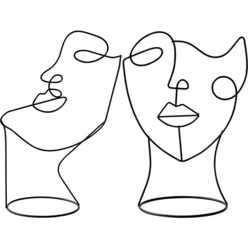 Abstract Black Metal Figure Face Ornaments Home Decor Modern Decorative Figure Art Decor Statue Abstract Decoration For Home