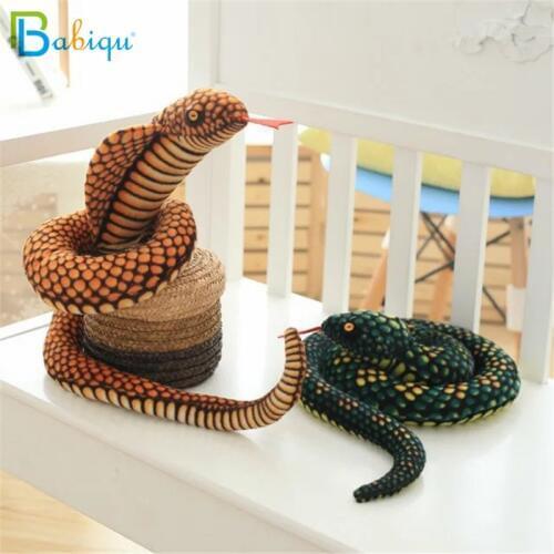 Babiqu 1pc 130cm Simulation Cobra and Python Snake Plush Toy Soft Stuffed Zodiac Dolls Funny Gift for Children Kids Party Toys