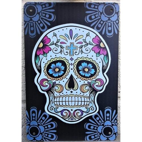 Skull Day of The Dead Retro Metal Tin Sign Plaque Poster Wall Decor Art Shabby Chic Gift