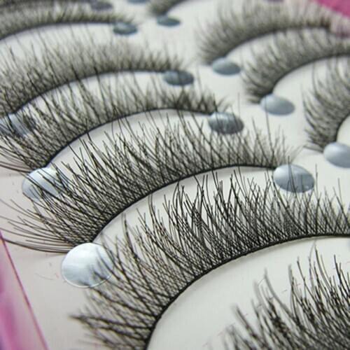 10 Pairs Handmade Black Long Thick Cross Beauty Party Makeup Fake False Eyelashes