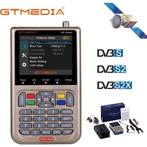 1Set GTmedia DVB-S2/S2X V8 Finder HD Digital Satellite Finder Meter Full 1080P HD FTA 3.5 Inch LCD Display Sat Finder