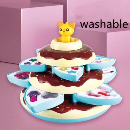 Children Cosmetics, Make-up Toys, Girls, Nail Polish, Eye Shadow, Donut Dressing Box Set Develop Your Babys Intelligence
