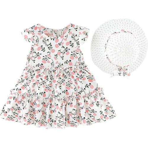 Elegant Flowers Printed Kids Dresses For Girl Summer Chiffon Toddler Girls Dress Casual Beach Princess Dress Childrens Clothing