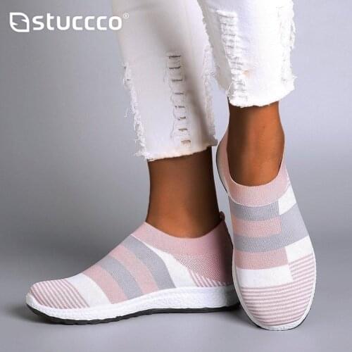 Summer Women Shoes Flats Breathable Female Knitted Vulcanized Shoes Casual Sneakers Ladies Soft Bottom Mesh Lady Shoes Women