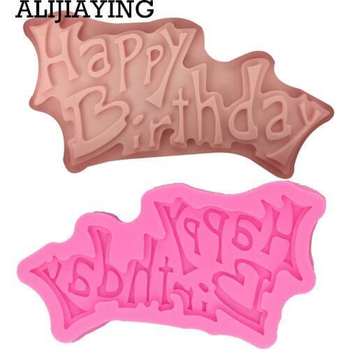 M1334 Happy birthday Sugarcraft Silicone Mold Letter form Chocolate Fondant Cake Decorating Tools dessert decorators