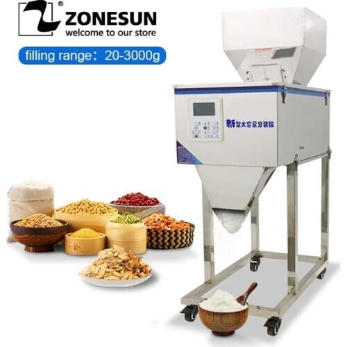 ZONESUN 3000g Food Filling Machine Racking Machine Granular Powder Materials Weighing Packing Machine For Seeds Coffee Bean