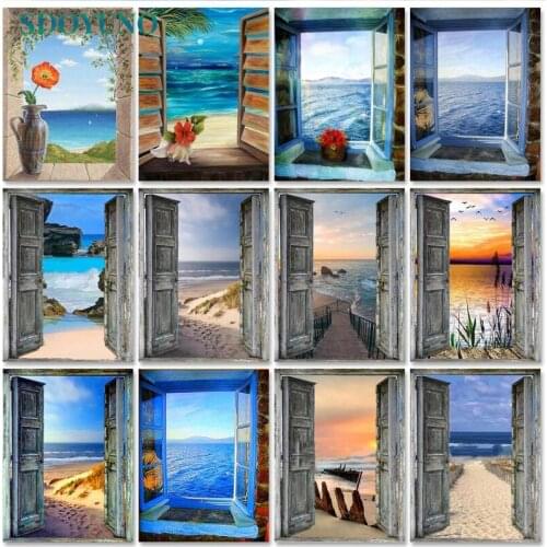 SDOYUNO Oil Painting By Numbers Scenery 60x75cm Paint By Numbers On Canvas Watercolor By Numbers Landscape Home Decor