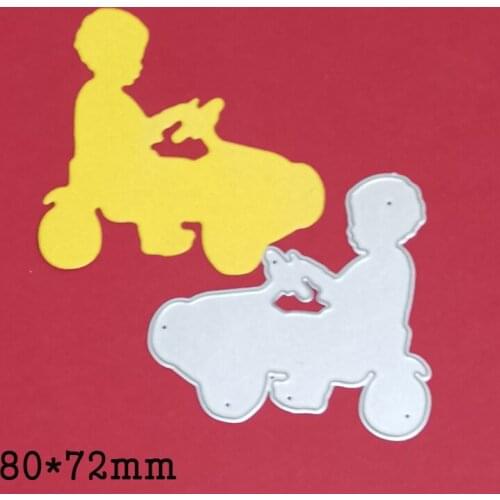 Cute Boy Driving a Toy Car Metal Cutting Dies Soccer Cut Die Scrapbook Paper Craft Knife Mould Blade Punch Stencils Die 2021 New