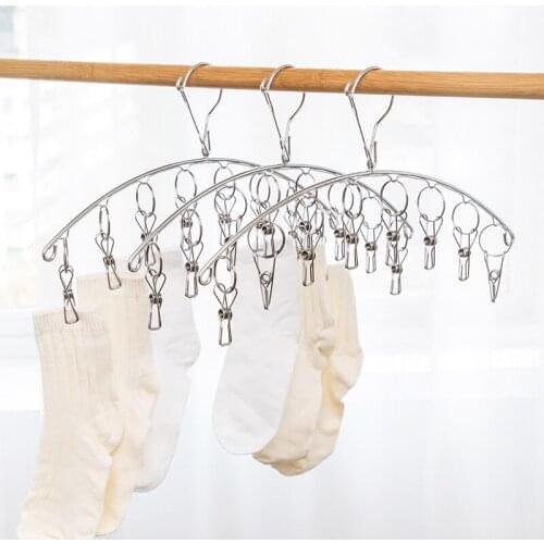Multifunctional stainless steel clothes hanger clothespin household windproof belt clip underwear socks rack
