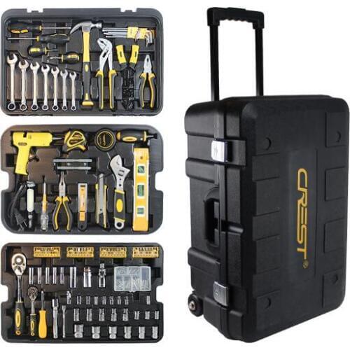 Multi-function Household Maintenance Combination Tool Wrench Screwdriver Knife Hand Tool Set With Rolling Tool Box 105255