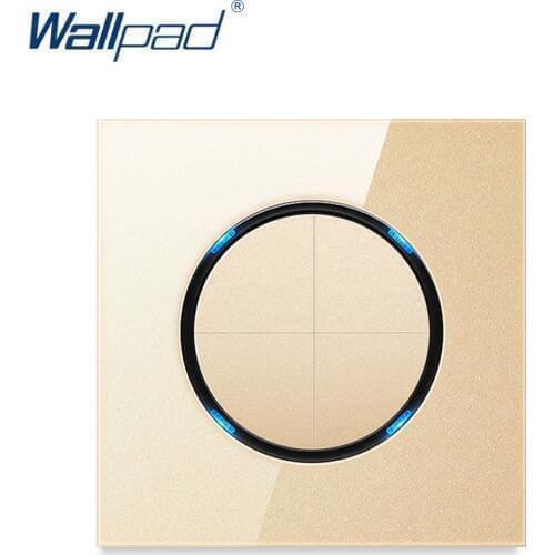 Wallpad 4 Gang 2 Way Random Click Wall Light Switch With LED Indicator Gold Crystal Glass Panel For Home