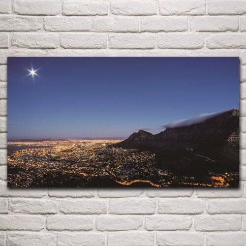 Table Mountain Cape Town lights South Africa mountains rocks scenery living room home wall art decor canvas fabric poster KP669