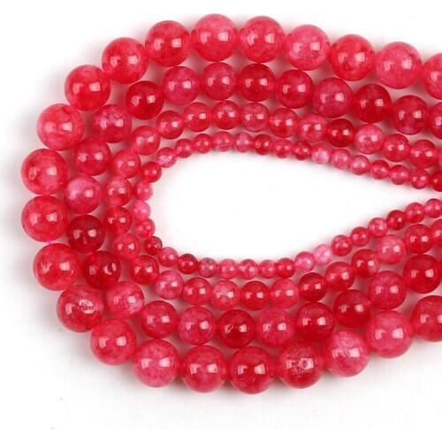 Natural Red Beads Angelite Stone Smooth Round Loose Spacer Beads 15" 6/8/10/12mm For Jewelry Making DIY Bracelet