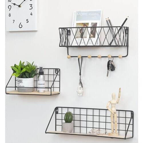 Nordic Simple Creative Iron Wall Holders Kitchen Shelf Home Wall Decoration Racks Hanger Keys Hooks Storage Rack Frame Organizer