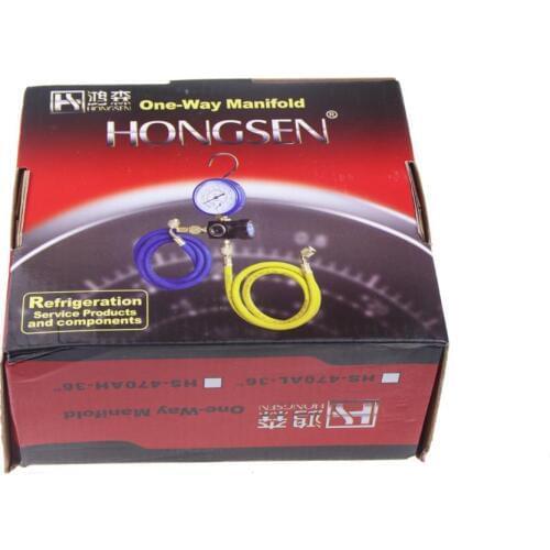 Free shipping Hvac 1-way Manifold gauge HS-470A-R410 Single Gauge For R410 With 2pcs High Pressure Hose