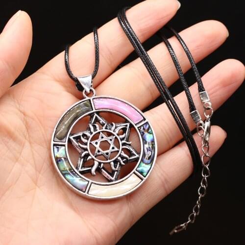 Fine Star of David Alloy Necklace Simple Round Vintage Antique Silver Aolly Pendant for Necklace Jewelry for Women Gift