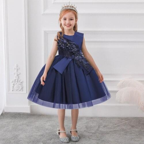 Girls dresses mesh applique sweet princess dress birthday party dresses fancy party dresses catwalk costumes childrens dresses