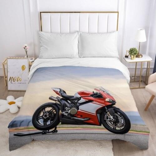 Duvet cover Quilt/Blanket/Comfortable Case Full Single Double King Bedding 140x200 240x220 for Home Car Red motorcycle