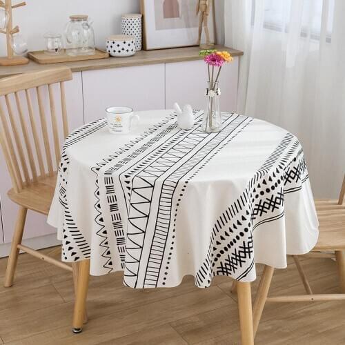 Cotton Linen Geometric Print Table Cover Tablecloth Tea Table Cloth Dining Tablecloths Round Tablecloth