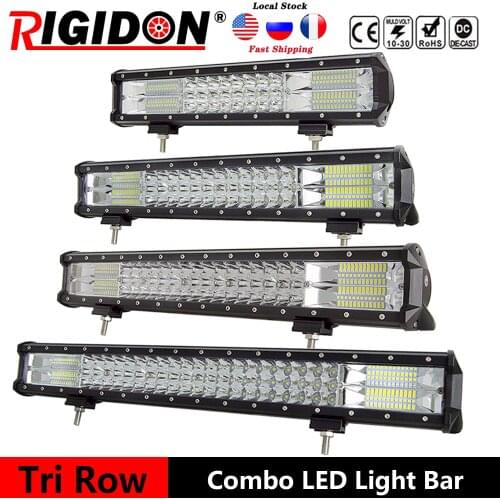 RIGIDON 7D Tri-Row 12/15/17/20/23inch Led Work Light Bar Spot Flood Combo for Offroad Truck 4WD SUV ATV Car Driving Lamp