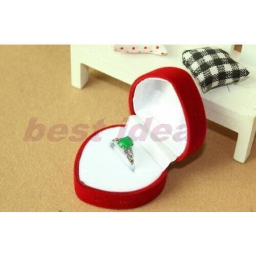 High Quality 20pcs/lot Romantic Wedding Velvet Heart Shape Ring Box Jewelry Packaging Ring & Gift Box Free Shipping