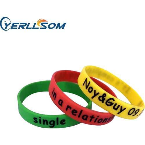YERLLSOM 250pcs/Lot Free shipping customized personalized silicone bracelets printed with personal message for events YS19081302
