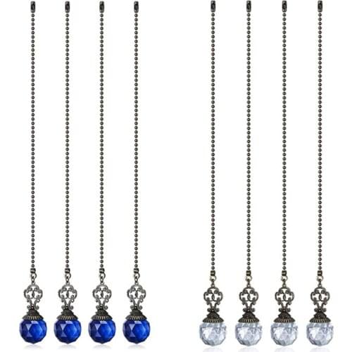 4PCS Ceiling Fan Zippers Retro Ceiling Fan Chain Extender Ornament With Ball Fan Chain For Ceiling Fan-ABUX