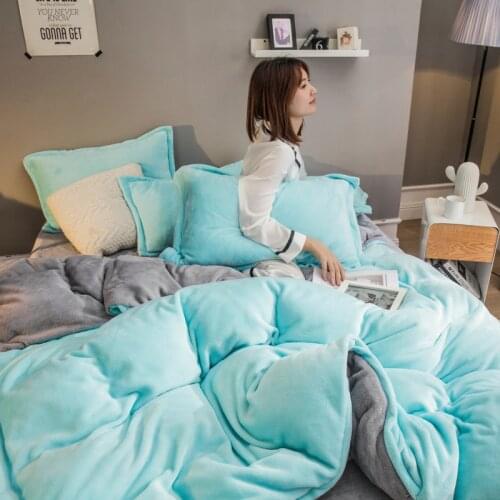 Winter Soft Warm Double-sided Coral Fleece Velvet Quilt Bed Cover Flannel Thickening Warm Duvet Cover Bedding Set