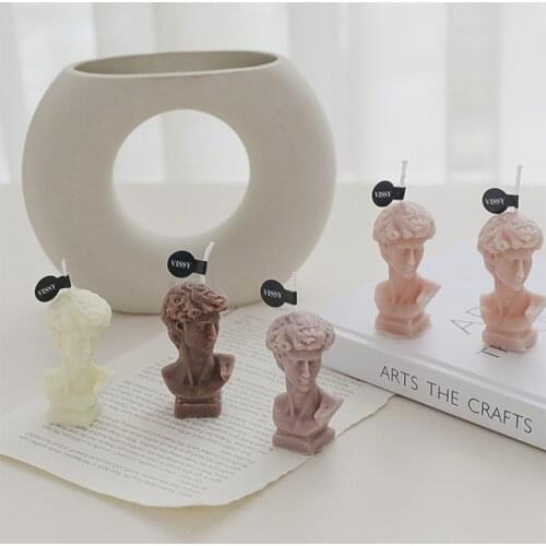 1pcs David Head Sculpture Soy Wax Aroma Candles Aroma Relax Birthday Gift Wedding Decoration Scented Candles 9 Colors 6.5*3.5cm